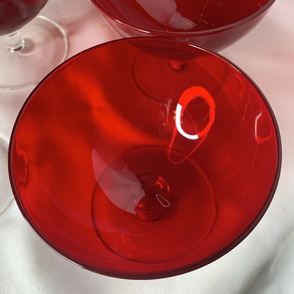 Set of 6 vintage ruby red low sherbet / champagne / dessert cups / glasses - Picture 4 of 11